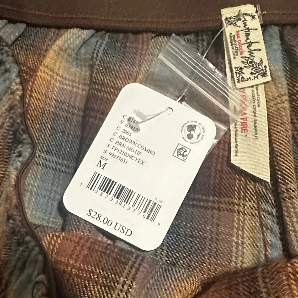 NWT Free People Brown Combo Plaid Boxer Shorts Size Medium - Picture 3 of 4